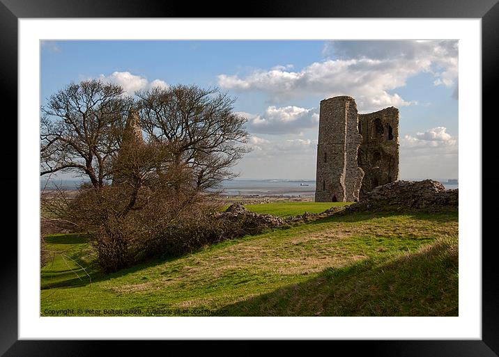 Hadleigh Castle ruins looking towards the River Thames, Essex, UK. Framed Mounted Print by Peter Bolton