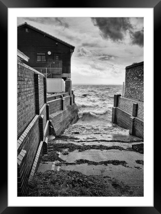 Boat slipway between buildings in Leigh on Sea, Essex, UK. Framed Mounted Print by Peter Bolton