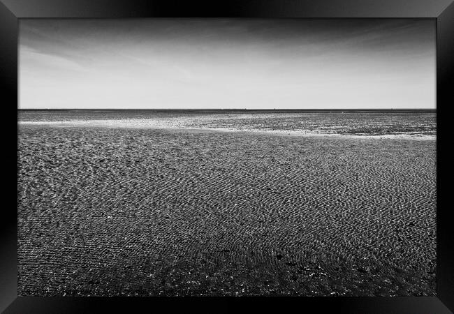 'Abstract in nature' The Thames Estuary at low tide, Shoeburyness, Essex, UK. Framed Print by Peter Bolton
