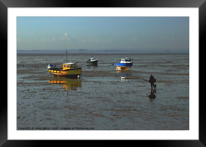 Waiting for the tide at Thorpe Bay, Essex, UK Framed Mounted Print by Peter Bolton