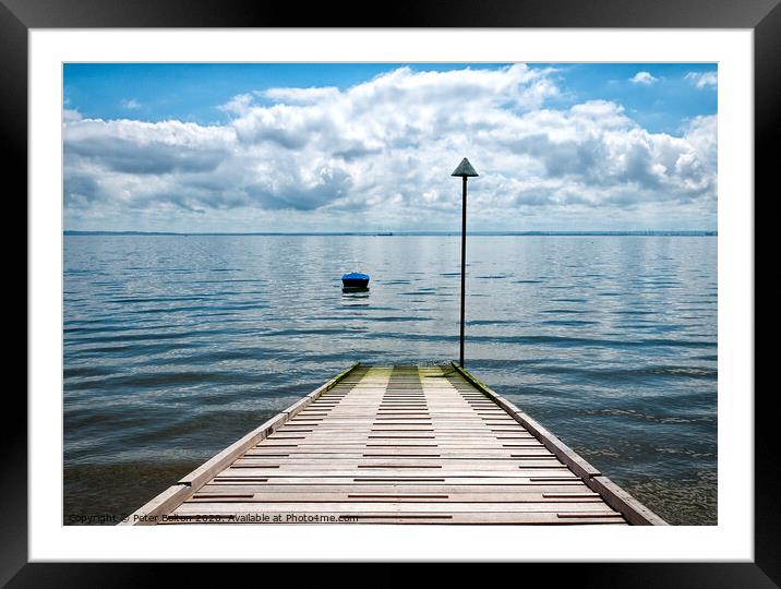 Seascape with jetty at Thorpe Bay, Essex, UK. Framed Mounted Print by Peter Bolton