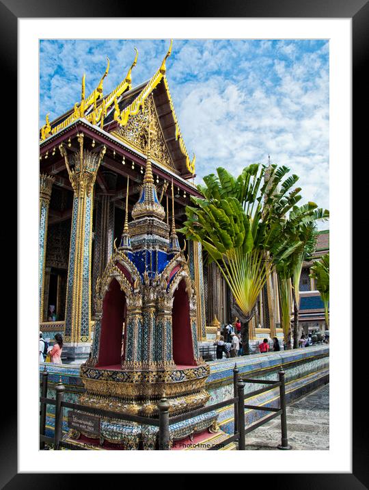 One of the many shrines at The Grand Palace, Bangkok, Thailand. Framed Mounted Print by Peter Bolton