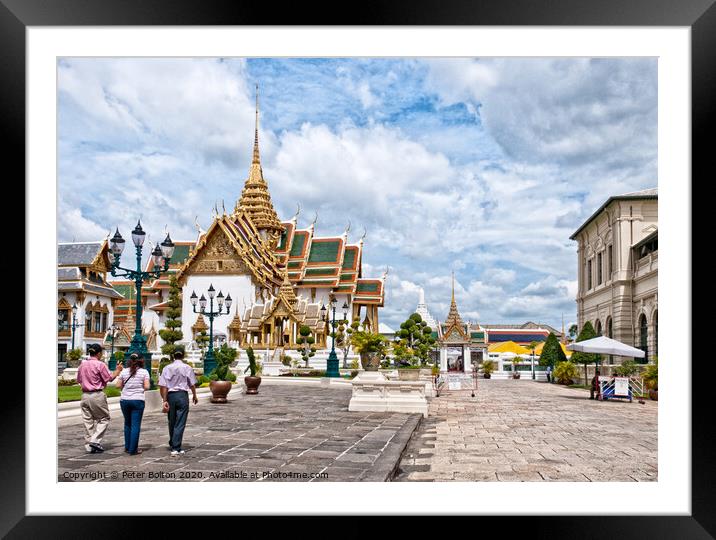 A main thoroughfare at the Grand Palace in Bangkok, Thailand.  Framed Mounted Print by Peter Bolton