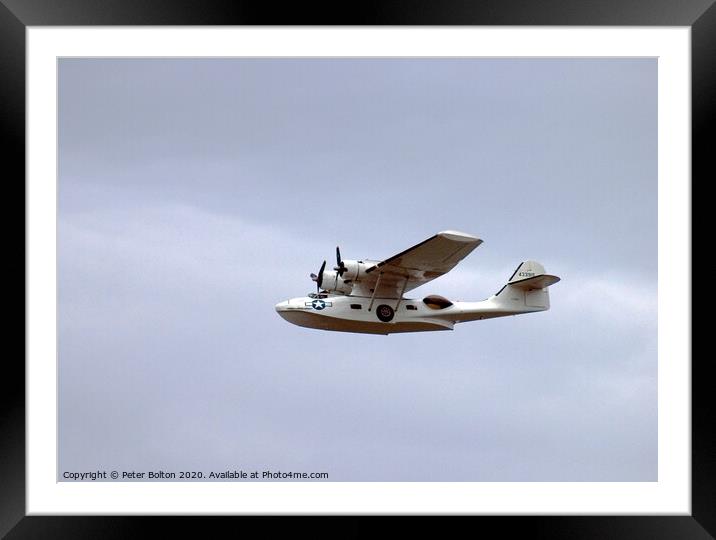 Consolidated  PBY Catalina Flying Boat over Essex, UK. Framed Mounted Print by Peter Bolton