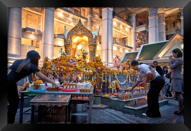 The Erawan Shrine in Bangkok, Thailand. #2 in a series. Framed Print by Peter Bolton