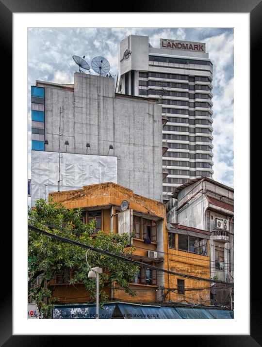 Old and new contrasting architecture. Bangkok, Thailand. Framed Mounted Print by Peter Bolton