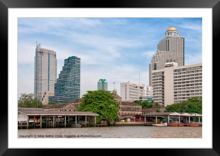 Apartment towers including 'State Tower' (right) in Bangkok, Thailand. Framed Mounted Print by Peter Bolton