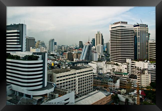 Cityscape of downtown Bangkok, Thailand. Framed Print by Peter Bolton