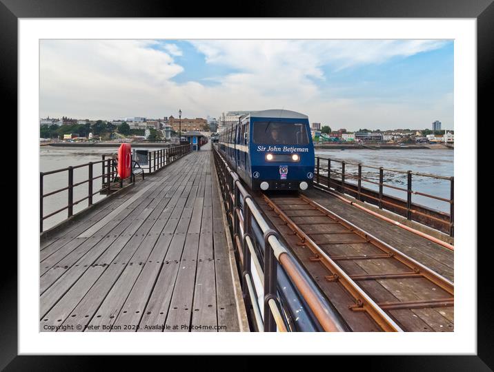 A train makes it way along the pier at Southend on Sea, Essex, UK Framed Mounted Print by Peter Bolton