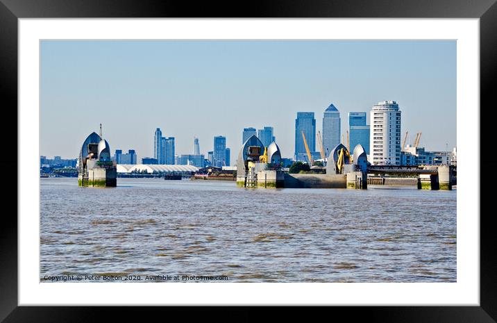 The Thames Barrier, London, UK. Framed Mounted Print by Peter Bolton