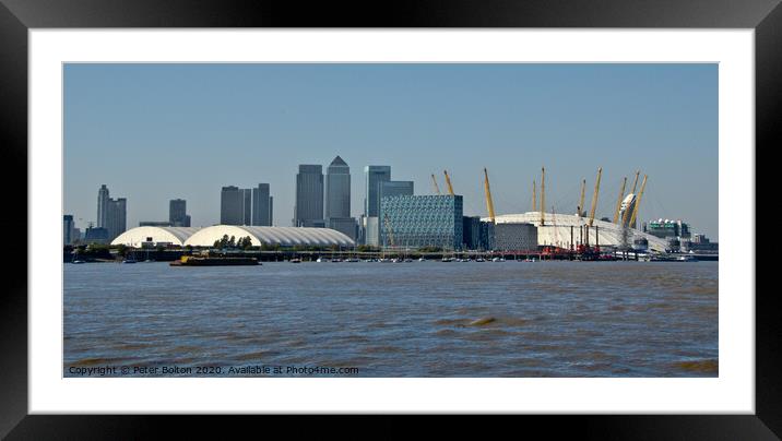 The O2 Arena from the River Thames at Greenwich, London. Framed Mounted Print by Peter Bolton