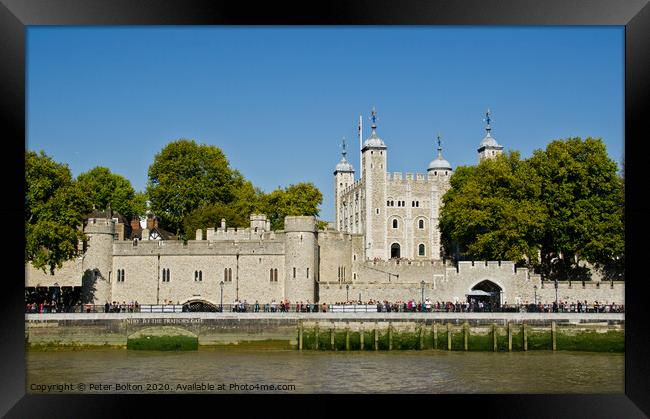  Tower of London from the river. London, UK. Framed Print by Peter Bolton