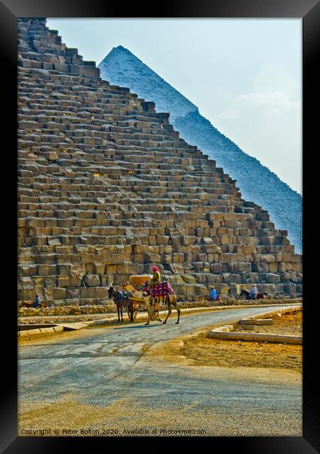 Majestic Pyramids of Giza Framed Print by Peter Bolton