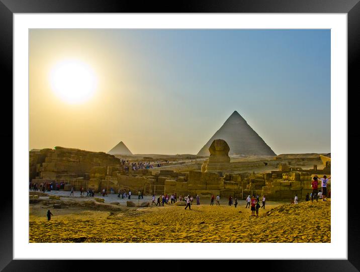 The pyramid site at Giza, Egypt. Framed Mounted Print by Peter Bolton