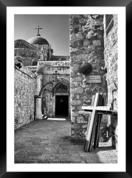 Entrance to St. Anthony Coptic Monastery (AD 325), Old City, Jerusalem, Israel. Framed Mounted Print by Peter Bolton