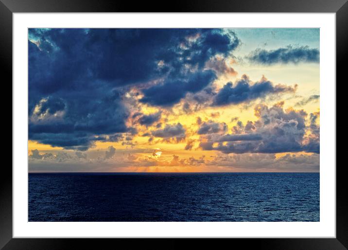 Sunset after a stormy day, St. Vincent, Caribbean Framed Mounted Print by Peter Bolton