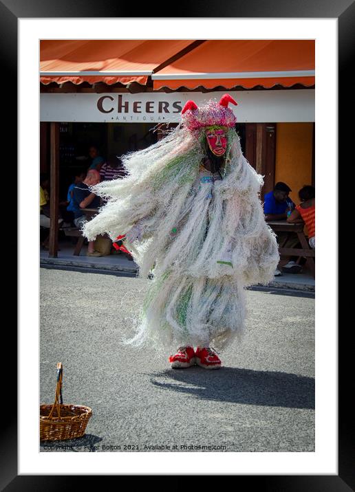 Street performer in St. John's, Antigua, Caribbean. Framed Mounted Print by Peter Bolton
