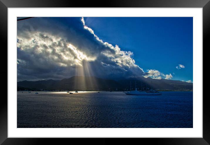 'Evening' Portsmouth, Dominica, Caribbean. Framed Mounted Print by Peter Bolton
