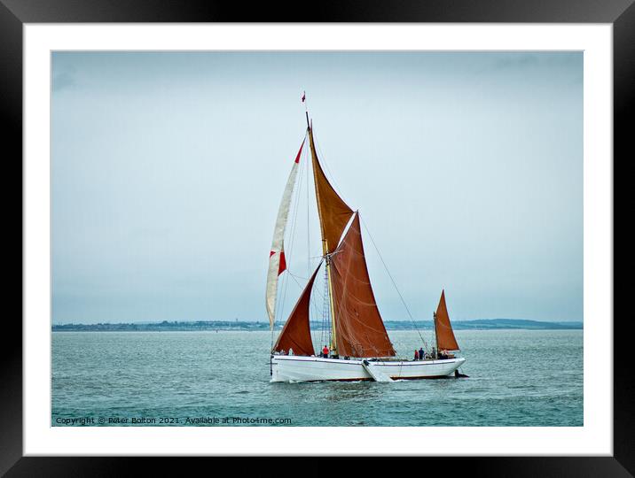 SB Niagara Thames Sailing Barge off Southend on Sea, Thames Estuary Framed Mounted Print by Peter Bolton