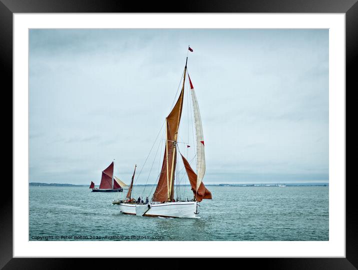 Sailing barges 'Niagara' and 'Paragon' racing on the Thames Estuary off Southend on Sea, Essex, UK. Framed Mounted Print by Peter Bolton