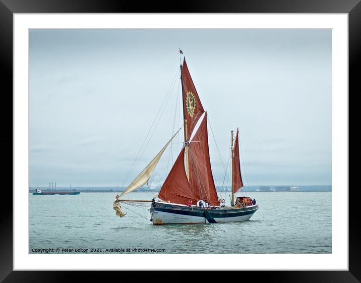 SB Cambria off Westcliff on Sea, Essex, Thames Est Framed Mounted Print by Peter Bolton