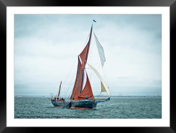 Majestic Sailing Barge Races on the Thames Framed Mounted Print by Peter Bolton