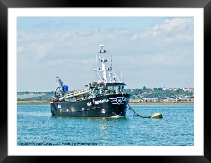 Fishing boat Indianna LO4 moored of Leigh on Sea, Essex Framed Mounted Print by Peter Bolton