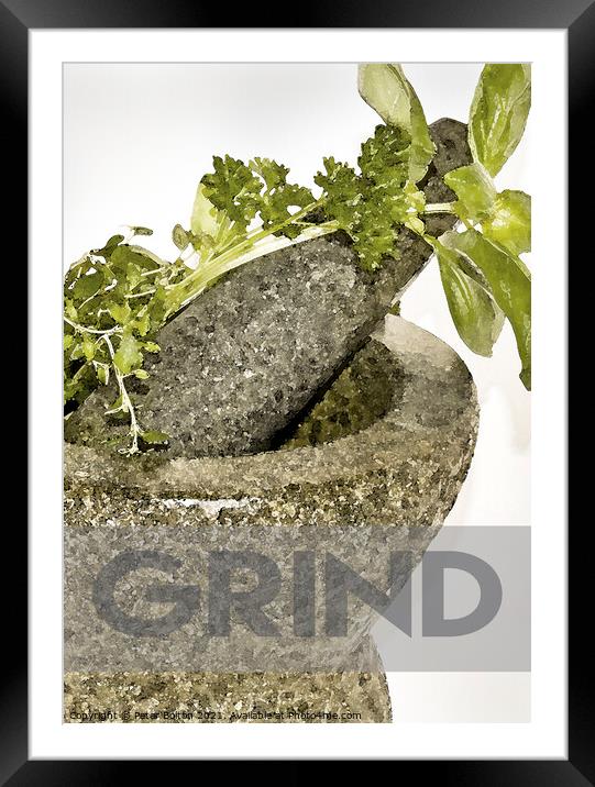 Kitchen Poster #3 - Grind  Framed Mounted Print by Peter Bolton
