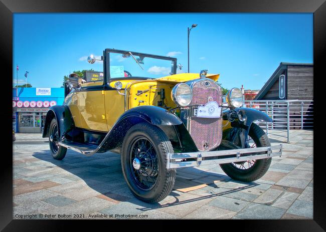 Vintage Ford Model A car at show, Southend on Sea, Essex, UK.  Framed Print by Peter Bolton
