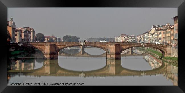 Ponte alla Carraia, bridge in Florence, Italy Framed Print by Peter Bolton