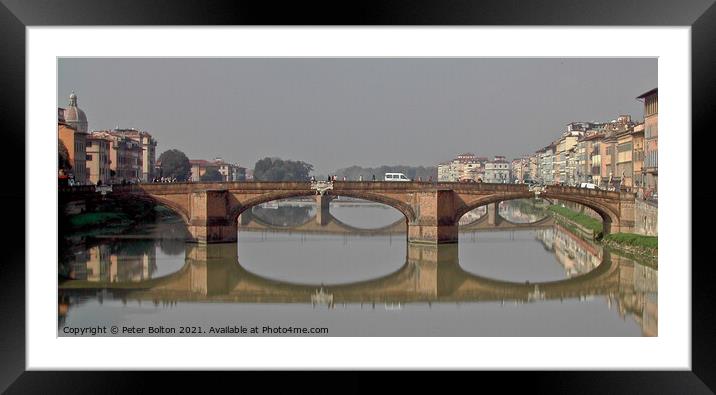 Ponte alla Carraia, bridge in Florence, Italy Framed Mounted Print by Peter Bolton