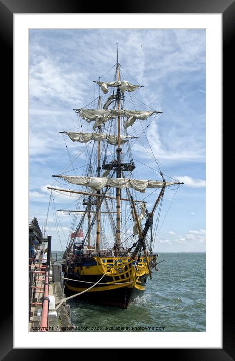 Grand Turk replica Nelson era Warship at Southend on Sea, Essex, UK. Framed Mounted Print by Peter Bolton