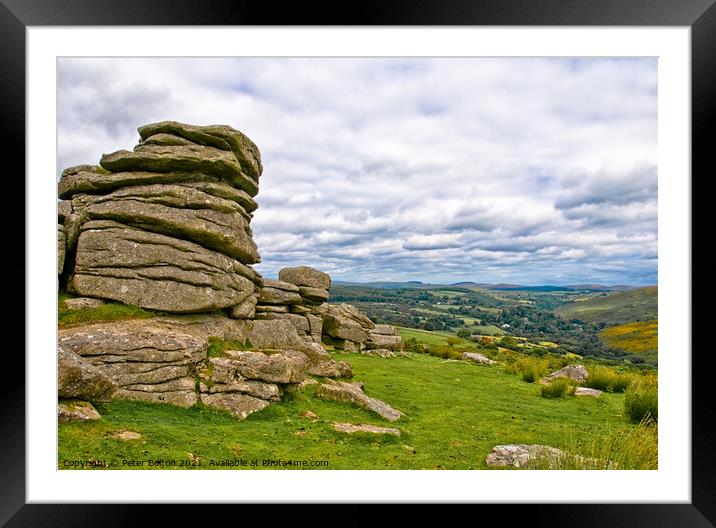 Dartmoor looking towards the south. Devon, UK. Framed Mounted Print by Peter Bolton