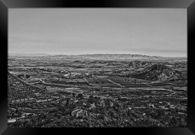 Countryside near Malaga, Spain. Black and white. Framed Print by Peter Bolton