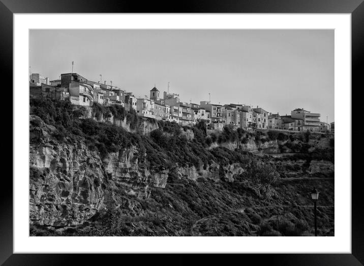 One of the Pueblos Blancos (white villages) near Malaga, Spain. Black and white. Framed Mounted Print by Peter Bolton