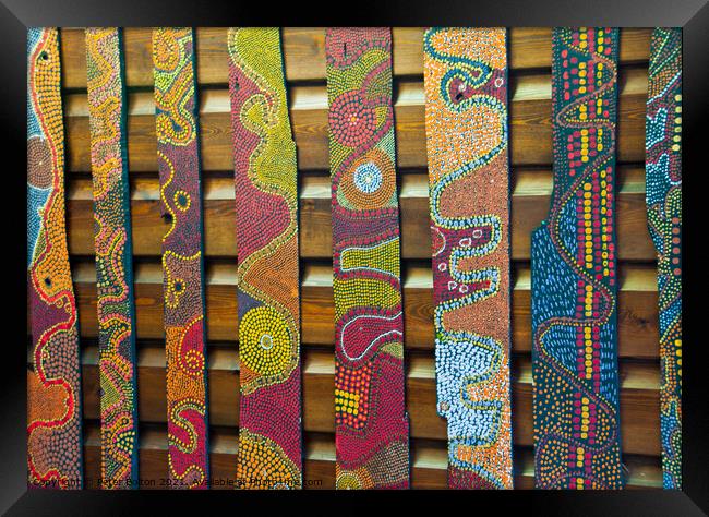 Traditional Aboriginal belt artwork. Framed Print by Peter Bolton