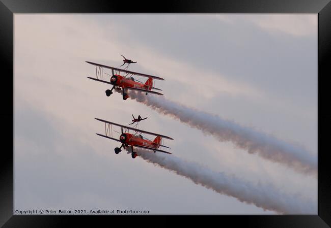 Breitling Wingwalkers at Southend Airshow 2010 Framed Print by Peter Bolton