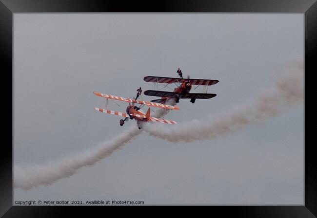 Breitling Wingwalkers at Southend Airshow 2010. Framed Print by Peter Bolton