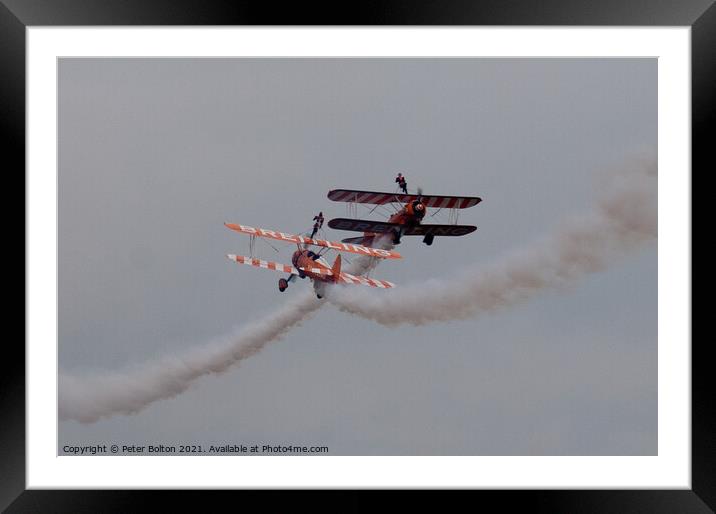 Breitling Wingwalkers at Southend Airshow 2010. Framed Mounted Print by Peter Bolton