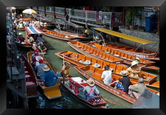 Floating market, Bangkok, Thailand. Framed Print by Peter Bolton