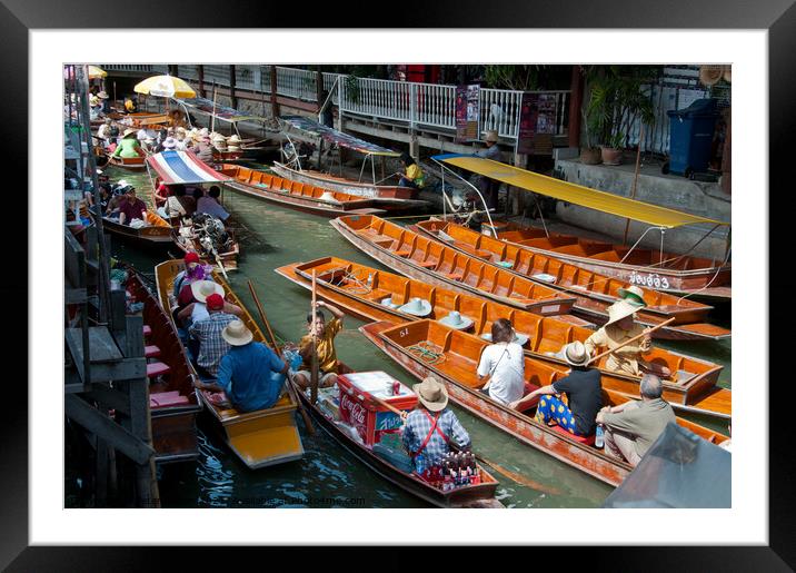 Floating market, Bangkok, Thailand. Framed Mounted Print by Peter Bolton
