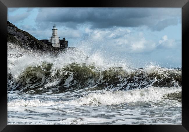 Breaking waves at Bracelet Bay, Mumbles, Swansea. Framed Print by Gareth Lovering