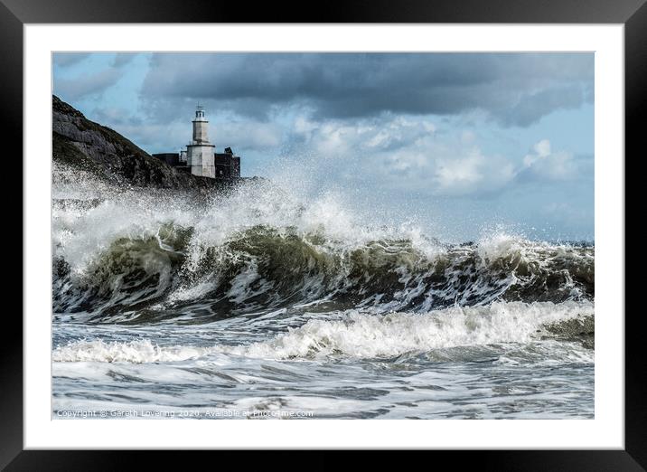 Breaking waves at Bracelet Bay, Mumbles, Swansea. Framed Mounted Print by Gareth Lovering