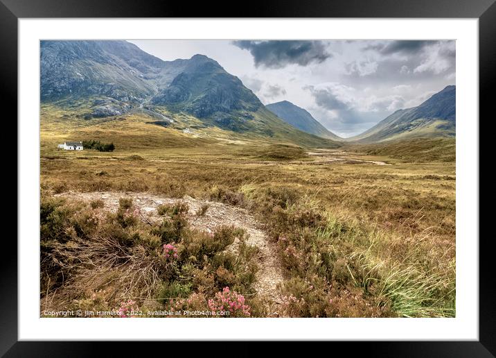 Majestic Glencoe,Scotland and the Lagangarbh hut Framed Mounted Print by jim Hamilton