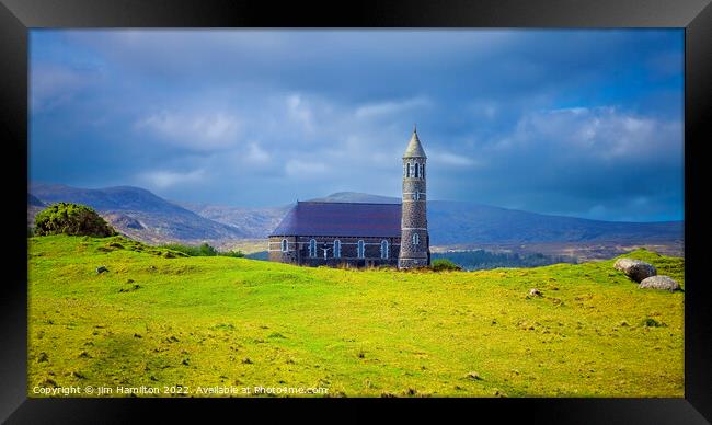 Serene Chapel nestled amidst Irish Mountains Framed Print by jim Hamilton