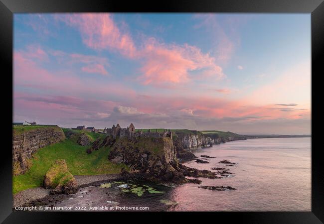 Majestic Ruins of Dunluce Castle Framed Print by jim Hamilton