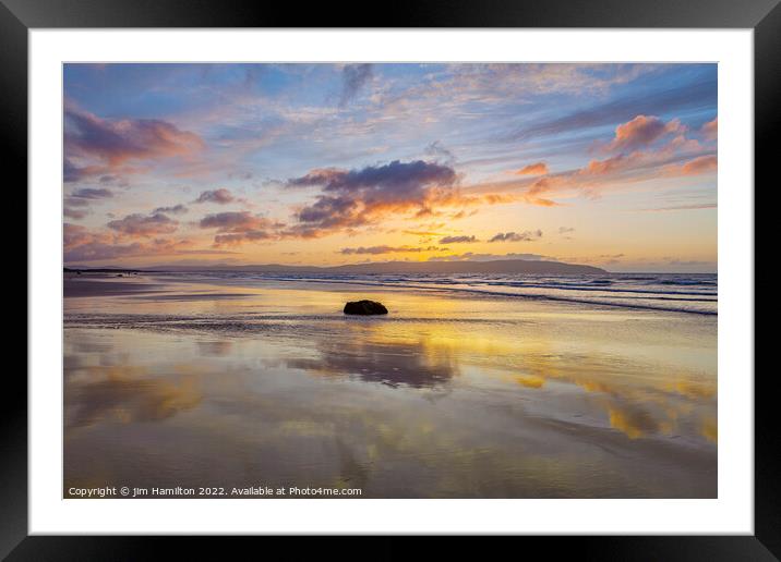Dazzling Sunset Over Downhill Beach Framed Mounted Print by jim Hamilton
