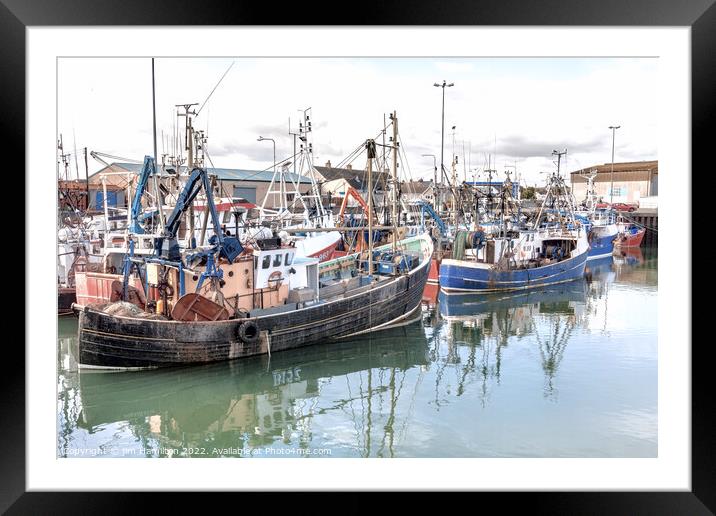 The Vibrant Fishing Culture at Portavogie Harbour Framed Mounted Print by jim Hamilton