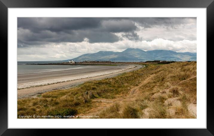 Tyrella beach,with the Mountains of Mourne in Nort Framed Mounted Print by jim Hamilton