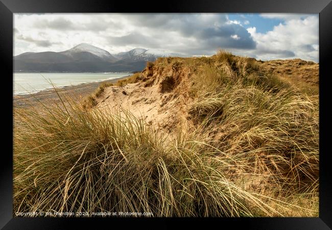 Murlough beach and Sand dunes Framed Print by jim Hamilton